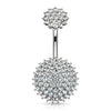 Internally Threaded Top CZ Paved Round Shields 316L Surgical Steel WildKlass Belly Button Rings-WildKlass Jewelry