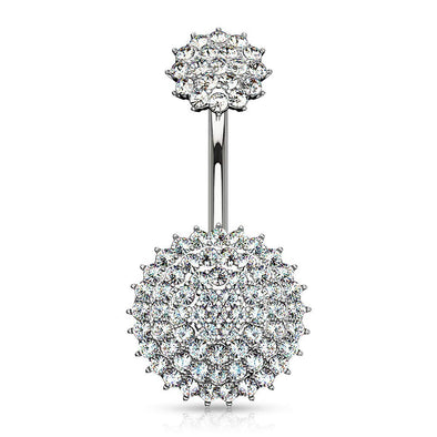 Internally Threaded Top CZ Paved Round Shields 316L Surgical Steel WildKlass Belly Button Rings-WildKlass Jewelry