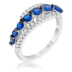 WildKlass 1.06Ct Rhodium Plated & Hematite Plated Graduated Black & Clear CZ Half Eternity Ring-WildKlass Jewelry