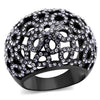 WildKlass Stainless Steel Ring IP Light Black (IP Gun) Women Top Grade Crystal Tanzanite-WildKlass Jewelry