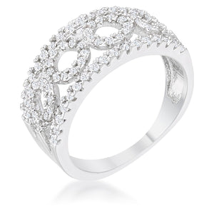 WildKlass 0.5ct CZ Rhodium Plated Contemporary Band Ring-WildKlass Jewelry