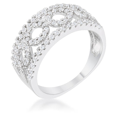 WildKlass 0.5ct CZ Rhodium Plated Contemporary Band Ring-WildKlass Jewelry