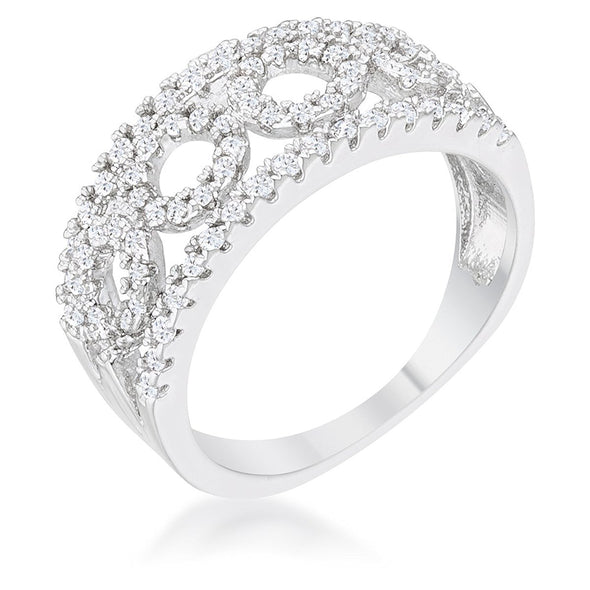 WildKlass 0.5ct CZ Rhodium Plated Contemporary Band Ring-WildKlass Jewelry