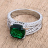WildKlass 3ct Elegant Rhodium Plated Criss-Cross Enerald CZ Engagement Ring-WildKlass Jewelry
