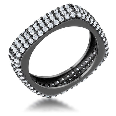 WildKlass 1.29ct CZ Hematite Contemporary Square Band Ring-WildKlass Jewelry