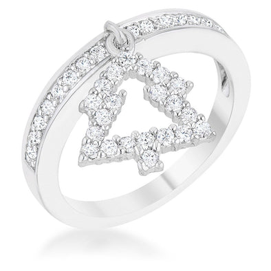 WildKlass Christmas Tree 0.3ct CZ Rhodium Plated Holiday Charm Ring-WildKlass Jewelry