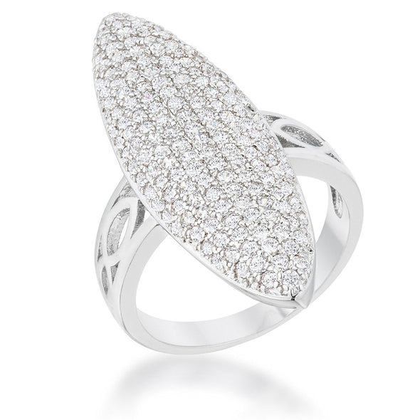 WildKlass 2.3ct CZ Rhodium Plated Contemporary Cocktail Ring-WildKlass Jewelry