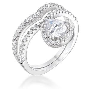 WildKlass 1.75Ct Rhodium Plated Chevron Wedding Set With Clear CZ-WildKlass Jewelry