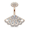CZ Paved Vintage Fan with Internally Threaded CZ Paved Filigree Top 316L Surgical Steel WildKlass Belly Button Rings-WildKlass Jewelry