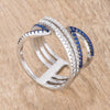 WildKlass .46Ct Rhodium Plated and Hematite Plated Blue and Clear CZ Micro Pave Crossover Ring-WildKlass Jewelry