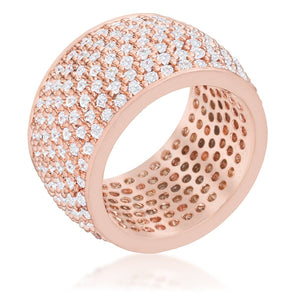 WildKlass Wide Pave Cubic Zirconia Rose Gold Band Ring-WildKlass Jewelry