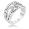 WildKlass .4Ct Rhodium Plated Classic Twist Wide CZ Ring-WildKlass Jewelry