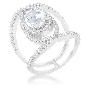 WildKlass 2.4ct CZ Rhodium Plated Contemporary Cocktail Ring-WildKlass Jewelry