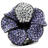 WildKlass Stainless Steel Ring IP Black Women Top Grade Crystal Tanzanite-WildKlass Jewelry