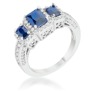 WildKlass 2.3ct Sapphire CZ Rhodium Plated Classic Trio Ring-WildKlass Jewelry
