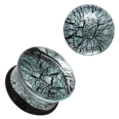 Silver and Black Glass Saddle WildKlass Plug-WildKlass Jewelry