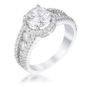 WildKlass 2.1Ct Rhodium Plated Solitaire Engagement Halo Ring-WildKlass Jewelry