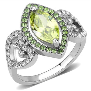 WildKlass Stainless Steel Ring No Plating Women AAA Grade CZ Apple Green Color-WildKlass Jewelry