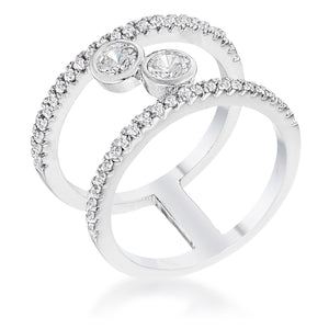 WildKlass .86Ct Rhodium Plated Floating Bubbles CZ Ring-WildKlass Jewelry