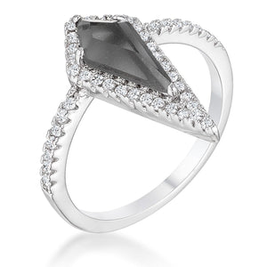 WildKlass 1.4Ct Rhodium Plated Trendy Prism Smokey Topaz CZ Ring-WildKlass Jewelry