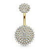 Internally Threaded Top CZ Paved Round Shields 316L Surgical Steel WildKlass Belly Button Rings-WildKlass Jewelry