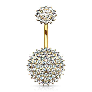 Internally Threaded Top CZ Paved Round Shields 316L Surgical Steel WildKlass Belly Button Rings-WildKlass Jewelry