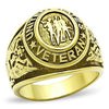 WildKlass Stainless Steel Veteran Ring IP Gold Men Epoxy Jet-WildKlass Jewelry