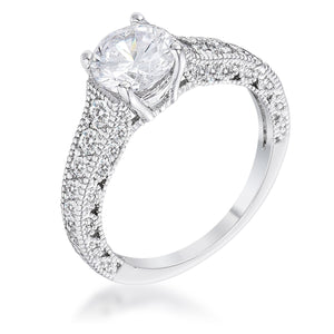 WildKlass 1.55Ct Antique Rhodium Plated CZ Pave Engagement Ring-WildKlass Jewelry
