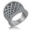 WildKlass 1.4ct CZ Hematite Wide Woven Style Ring-WildKlass Jewelry