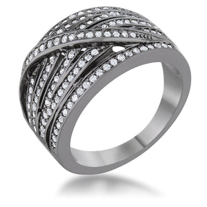 WildKlass 0.75ct CZ Hematite Wide Statement Ring-WildKlass Jewelry