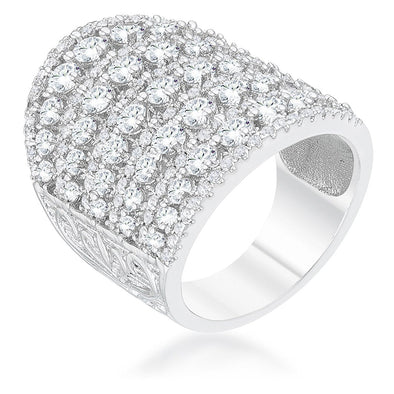 WildKlass 2.5ct Rhodium Plated CZ Statement Cocktail Ring-WildKlass Jewelry