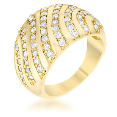 WildKlass 0.95ct CZ 14k Gold Plated Contemporary Dome Ring-WildKlass Jewelry