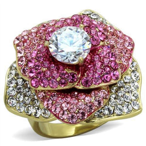 WildKlass Stainless Steel Ring IP Gold Women AAA Grade CZ Clear-WildKlass Jewelry