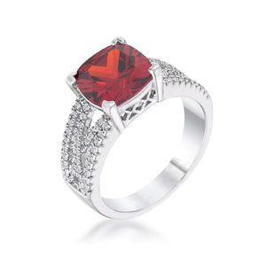 WildKlass 3Ct Elegant Rhodium Plated Criss-Cross Garnet CZ Engagement Ring-WildKlass Jewelry