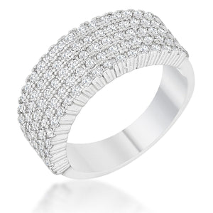 WildKlass 1ct CZ Rhodium Plated Wide Ring-WildKlass Jewelry