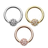 Rose Gold, Gold, Silver Full Dome Pave Steel Captive Bead Ring-WildKlass Jewelry