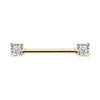 Golden & Rose Gold & Silver Sprinkle Dot Multi Gem Prong Set Nipple Barbell Ring-WildKlass Jewelry