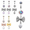 Golden & Rose Gold & Silver Dainty Bow Tie Gem Sparkle Belly Button Ring-WildKlass Jewelry