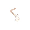 Golden & Rose Gold & Silver Dollar Money Sign L-Shape Nose Ring-WildKlass Jewelry