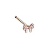 Golden & Rose Gold Dainty Bow-Tie Sparkle Gem L-Shape & Stud Nose Ring-WildKlass Jewelry