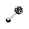 Golden & Silver Rose Petal Barbell Tongue Ring-WildKlass Jewelry