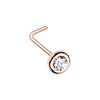 Golden & Rose Gold & Silver Benevolent Bezel Gem L-Shape Nose Ring-WildKlass Jewelry