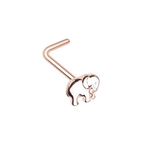 Rose Gold Wild & Free Elephant WildKlass L-Shape Nose Ring-WildKlass Jewelry
