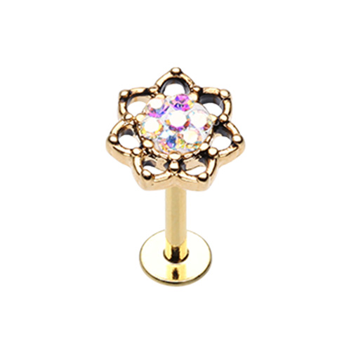 Lotus Sprinkle Dot Filigree Top Steel WildKlass Labret-WildKlass Jewelry