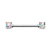 Golden & Silver & Colored Multi Color Sprinkle Dot Multi Gem Prong Set Nipple Barbell Ring-WildKlass Jewelry