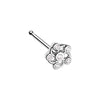 Silver & Gold Lavish Flower CZ L-Shape Nose Ring-WildKlass Jewelry