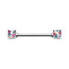 Golden & Silver & Colored Multi Color Sprinkle Dot Multi Gem Prong Set Nipple Barbell Ring-WildKlass Jewelry