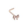 Golden & Rose Gold Dainty Bow-Tie Sparkle Gem L-Shape & Stud Nose Ring-WildKlass Jewelry