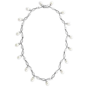7X420 Rhodium 925 Sterling Silver Necklace with Synthetic in White-WildKlass Jewelry