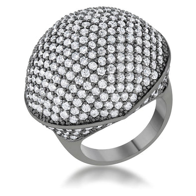 WildKlass 4.75ct CZ Hematite Dome Cocktail Ring-WildKlass Jewelry